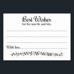 Mejores deseos para la nueva tarjeta de consejo de<br><div class="desc">Estos encantadores consejos y tarjetas de deseos serán la incorporación perfecta a la recepción de tu boda. Incluye el texto "Los mejores deseos para el nuevo señor y señora" en un tipo de letra giratorio y en bloque. La tarjeta dispone de un espacio para que los clientes puedan dejar sus...</div>