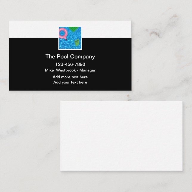 Mejores tarjetas de negocio del servicio de pool (Anverso / Reverso)