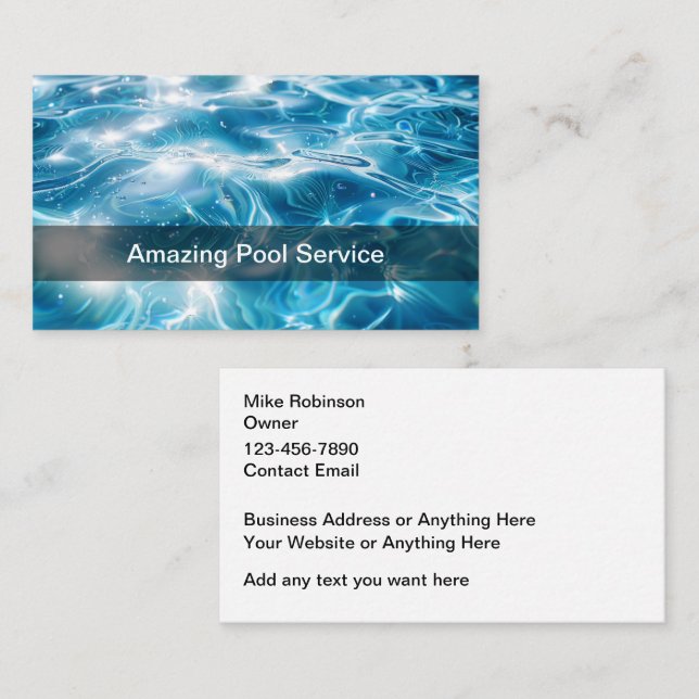 Mejores tarjetas de negocios de servicio de piscin (Anverso / Reverso)