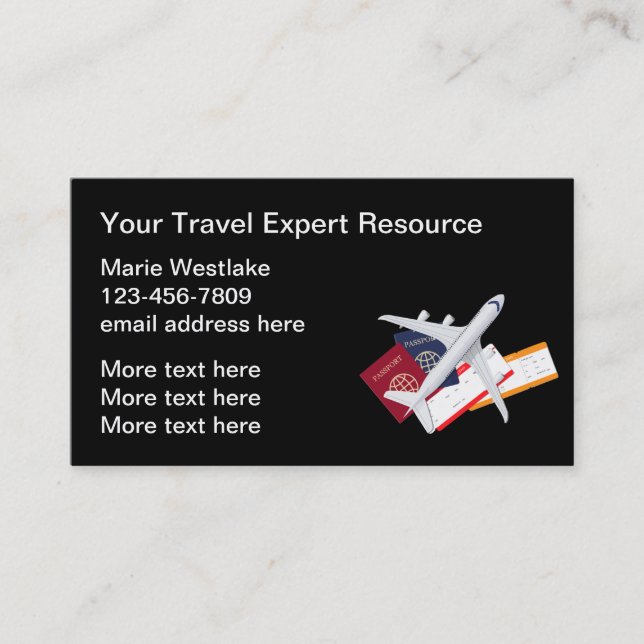 Mejores tarjetas de visita de agente de viajes (Anverso)
