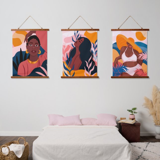 Melanin Beauty Wood Topic Muro Tapiz (Dormitorio)