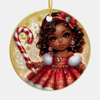 Melanin Cutie Cerámica Ornamento de Navidad