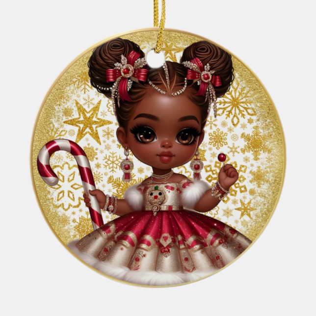 Melanin Navidades Chica Cerámica Ornamento de Navi (Frente)
