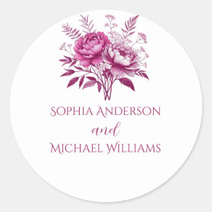 Melaza Magenta Peony - Pegatinas de bodas