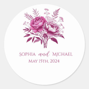 Melaza Magenta Peony - Pegatinas de bodas