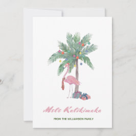 Mele Kalikimaka Flamingo Rosa En Santa Hat
