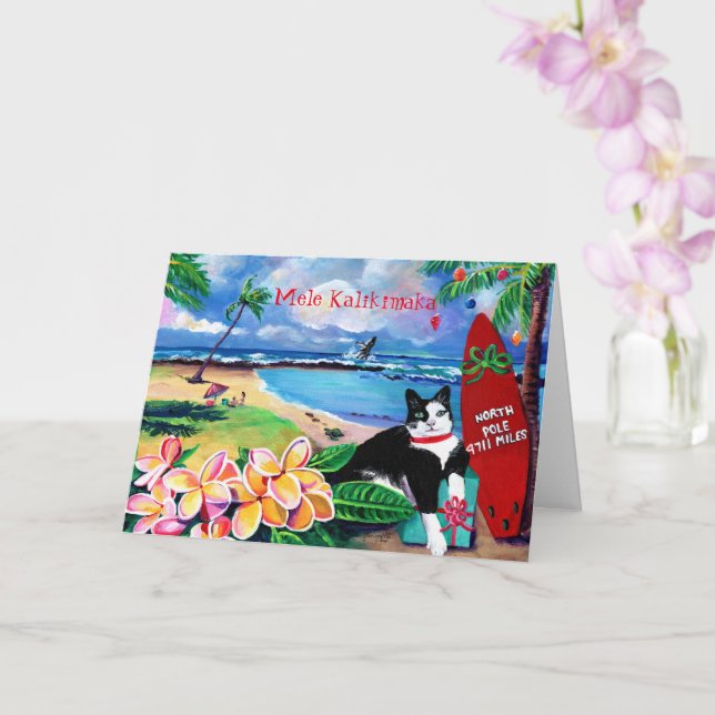 Mele Kalikimaka Kitty en la tarjeta de vacaciones  (Orquídea)
