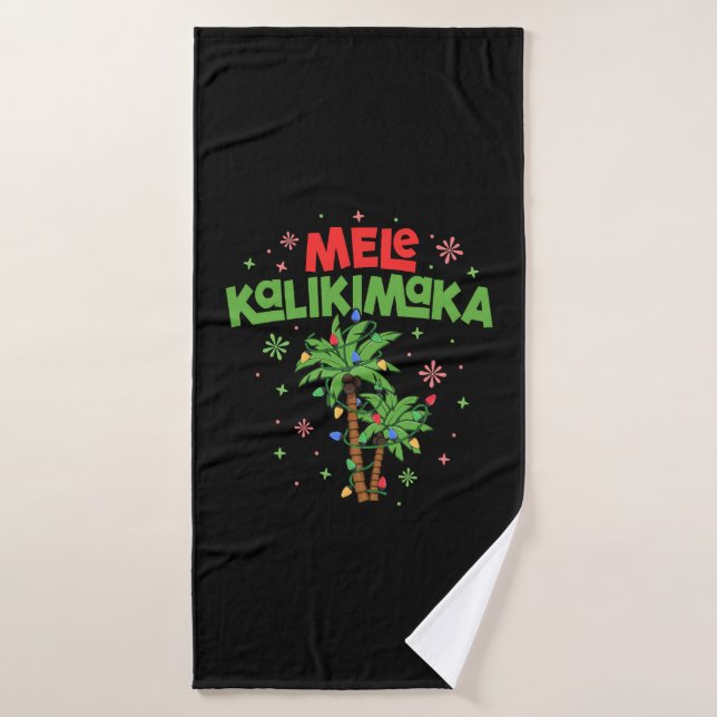 Mele Kalikimaka Navidades hawaianos con luz de árb (Toalla de baño)