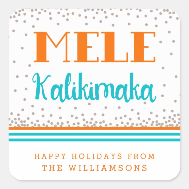 Mele Kalikimaka Pegatinas de vacaciones personaliz (Anverso)