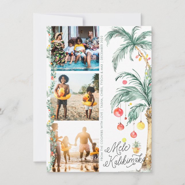 Mele Kalikimaka | Tarjeta de Collage de fotos para (Anverso)