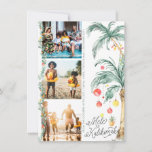 Mele Kalikimaka | Tarjeta de Collage de fotos para<br><div class="desc">Desee a sus seres queridos una feliz Navidad con nuestras tarjetas Mele Kalikimaka. Palmeras acuáticas simples adornadas con luces festivas. Tres collage de fotos en el frente con la foto enmarcada en la parte posterior y el mensaje de tu personalizado. Añada la redacción de su personalizado a este diseño utilizando...</div>