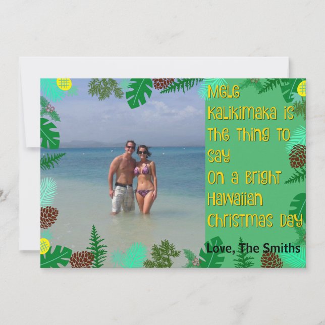 Mele Kalikimaka | Tarjeta de Navidades Tropical Be (Anverso)
