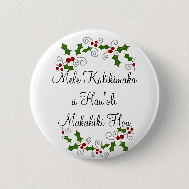 Mele Kalikimaka un botón de Hau'oli Makahiki Hou (Anverso)