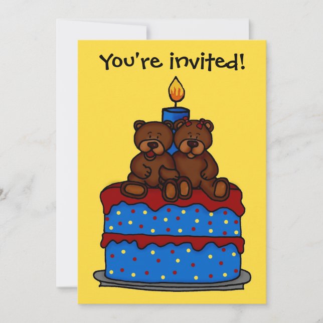 mellizos chicas en la invitación de cumpleaños del (Anverso)