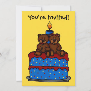 mellizos chicas en la invitación de cumpleaños del