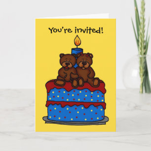 mellizos chicas en tarjeta de invitación para tort
