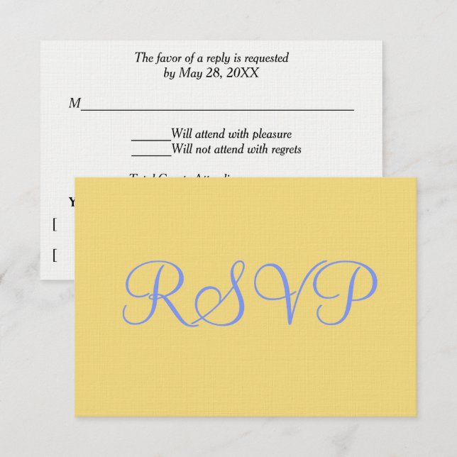 Mellow Yellow Blue Wedding RSVP (Anverso / Reverso)