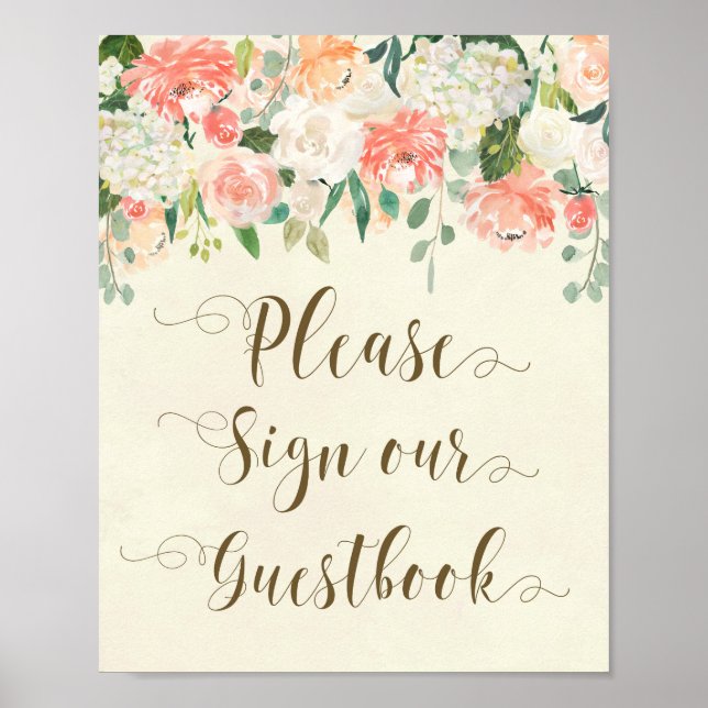 melocotón boda floral libro de visitas signo marfi (Frente)