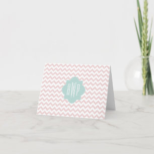 Melocotón Chevron Ikat Notecard con monograma
