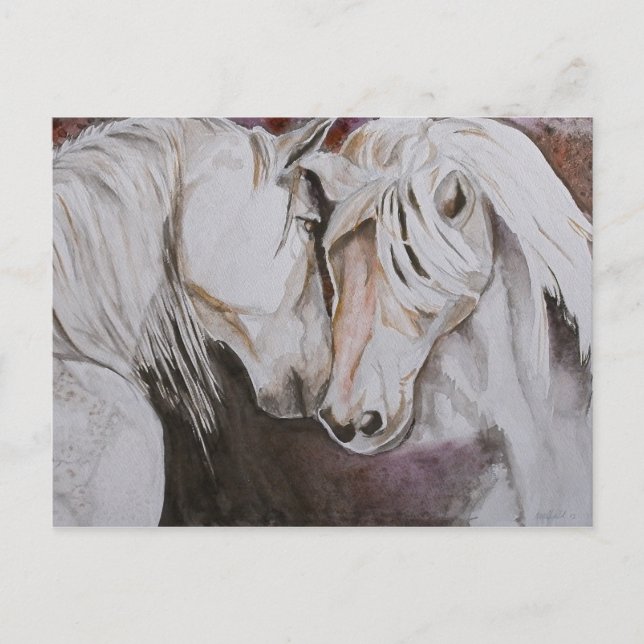 Melocotón de la postal del caballo de la acuarela (Anverso)