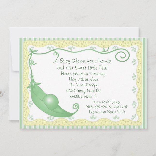 Melocotón en una ducha de pod invitaciones (Anverso)