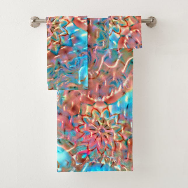 Melocotón y aqua floridos bajo vidrio martillado (In situ)