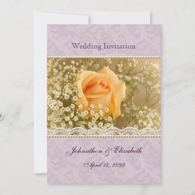 Melocotón y lavanda subiós casando la invitación (Anverso)