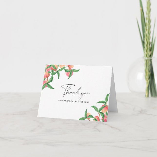 Melocotones - Tarjeta de agradecimiento de boda (Anverso)