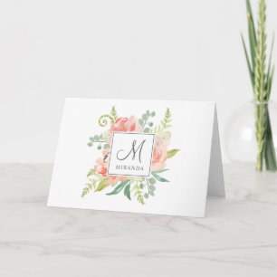 Melocotones y acuarela crema floral con monograma