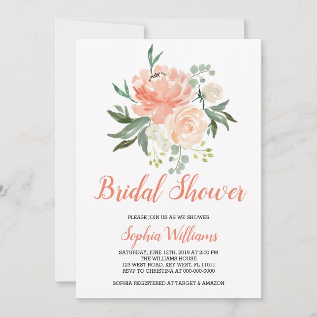 Melocotones Y Invitación A La Ducha De Novias De C (Anverso)