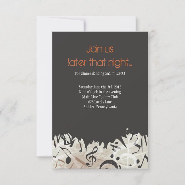 MELODÍA de la tarjeta del fiesta de Mitzvah del (Anverso)