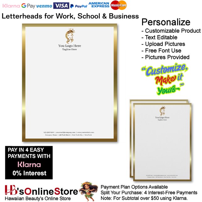 Membrete 1 Business Gold Beige Logo Letterhead Business  (1 Business Gold Beige Logo Letterhead Business.)