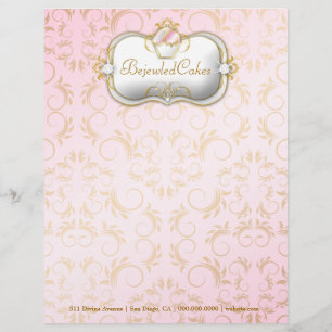 Membrete 311 fondo rosado Bejeweled Bella de las tortas