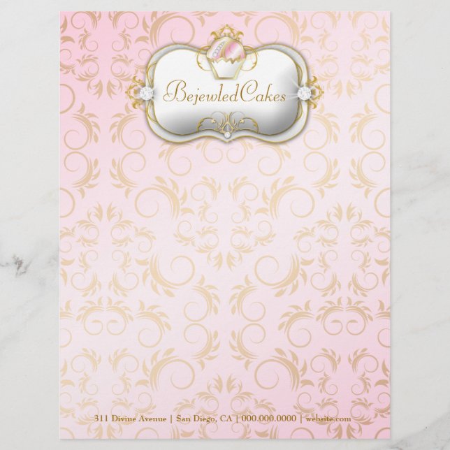 Membrete 311 fondo rosado Bejeweled Bella de las tortas | (Anverso)