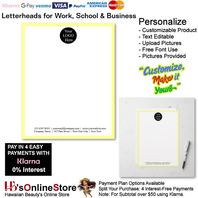 Membrete 3 Business Yellow Logo Letterhead Business Brand  (3 Business Yellow Logo Letterhead Business Brand Name.)