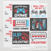 6 Tarjetas de San Valentín para niños de videojueg