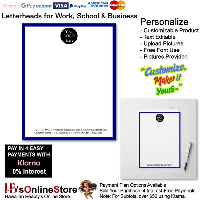 Membrete 9 Business Blue Logo Letterhead Business Brand  (9 Business Blue Logo Letterhead Business Brand Name.)