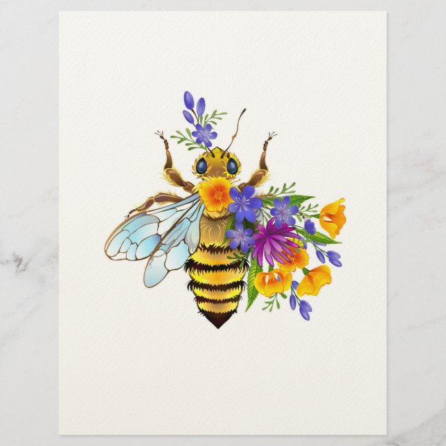 Membrete Abeja de flor con plantas silvestres (Anverso)