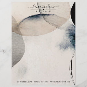 Membrete Abstracto Watercolor Life Coach Letterhead