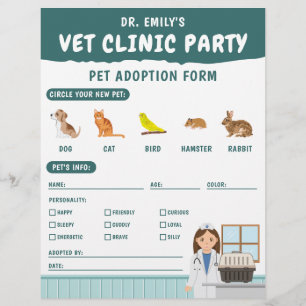 Membrete Actividad de adopción de mascotas de juego de simu