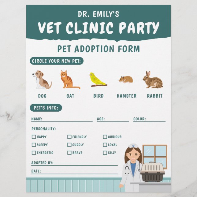 Membrete Actividad de adopción de mascotas de juego de simu (Anverso)