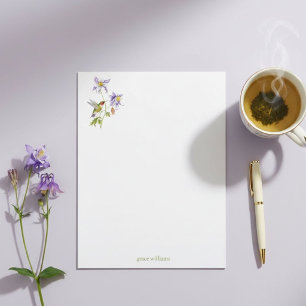 Membrete Acuarela Columbina con Tarjeta Personalizada de Co
