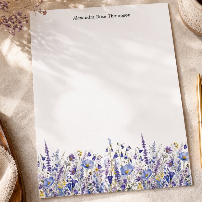 Membrete Acuarela de flores silvestres azules y moradas per (Subido por el creador)