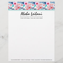 Membrete Acuarela hawaiana tropical del hibisco y de la