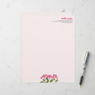 Membrete Acuarela Pink Hydrangea Lacecaps Ilustracion
