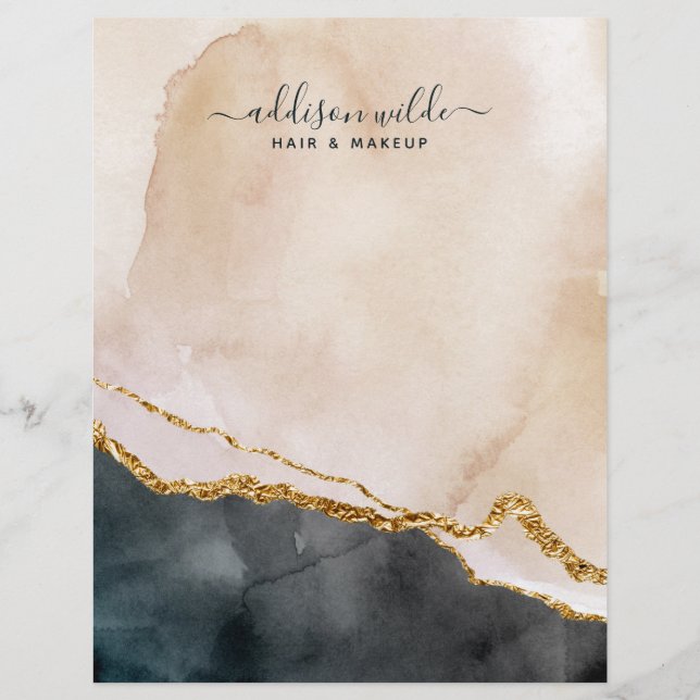 Membrete Acuarela Rosada Black Gold Marble Business (Anverso)