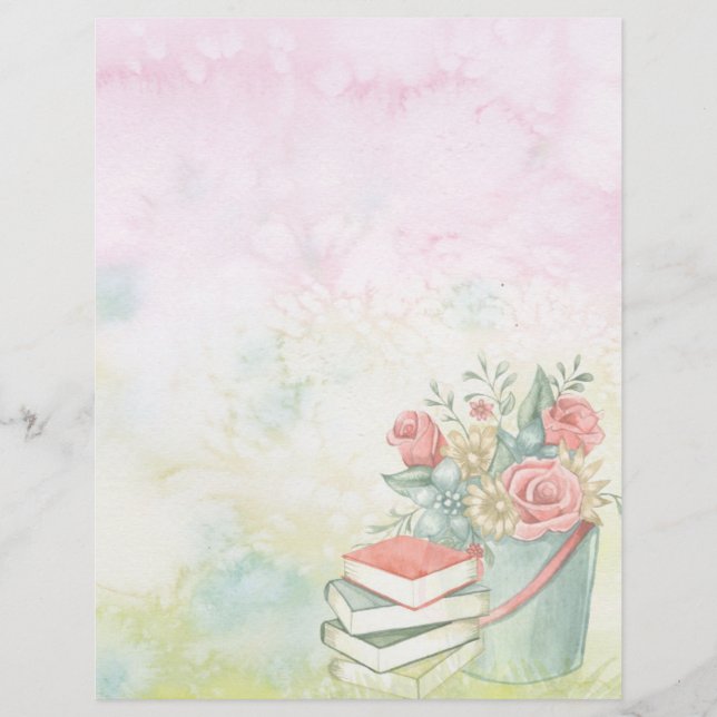 Membrete Acuarela y flores (Anverso)