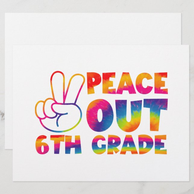Membrete Adiós Sexto Grado Tie Dye Último Día 6to Grado  (Anverso / Reverso)