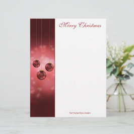 Membrete Adornos Navideños Festivos Rojos Sobre Bokeh Rojo