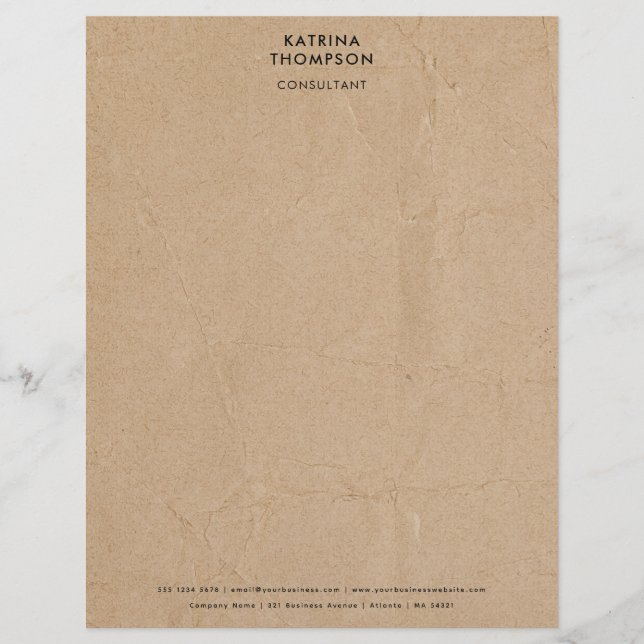 Membrete Aged Kraft Paper Empresa Minimalista (Anverso)